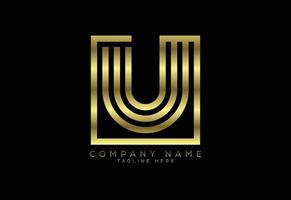 letra de linha de cor dourada de luxo u, símbolo gráfico do alfabeto para identidade de negócios corporativos vetor