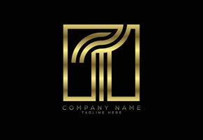 letra de linha de cor dourada de luxo t, símbolo gráfico do alfabeto para identidade de negócios corporativos vetor