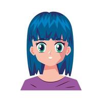 menina com cabelo azul vetor
