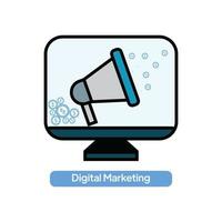conceito de doação de marketing digital vector ilustração plana, alto-falante e ícone de moeda.