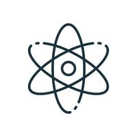 ícone de linha do átomo. símbolo do átomo científico. sinal de educação e ciência. estrutura do núcleo do átomo. ícone linear de prótons, nêutrons e elétrons. ilustração vetorial vetor
