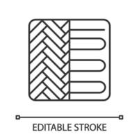 ícone linear do sistema de aquecimento de piso. piso radiante. ilustração de linha fina. aquecedor de piso. símbolo de contorno. desenho de contorno isolado de vetor. traço editável vetor