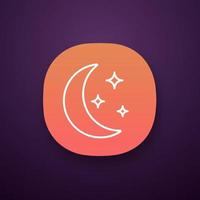 ícone do aplicativo noturno. interface de usuário ui ux. hora de dormir. lua com estrelas. hora de dormir. período noturno. modo noturno. web ou aplicativo móvel. ilustração vetorial isolada vetor