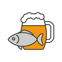 caneca de cerveja com ícone de cor de peixe salgado. cerveja ilustração vetorial isolada vetor