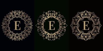 coleção de logotipo inicial e com moldura de ornamento de mandala de luxo vetor