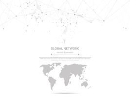 Conexão de rede global, Low poly com pontos de conexão e linhas de fundo.