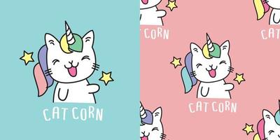 Fundo completo com bonito desenhos animados gatos de cor diferente imagem  vetorial de frenta© 331689636