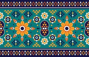 arte de padrão floral étnico. sem costura padrão em bordados tribais, folclóricos, lindo fundo verde. print.design de ornamento de arte geométrica asteca para tapete, papel de parede, roupas, embrulho, tecido, capa vetor