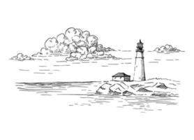 marinha. farol. mão desenhada ilustração convertida em vetor. vetor