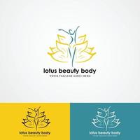 logotipo da flor de lótus com silhueta humana vetor