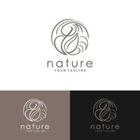 logotipo da planta tropical. emblema da flor do círculo no estilo linear n circle. emblema abstrato vetorial para design de produto natural, florista, cosméticos, conceito de ecologia, bem-estar, spa, centro de ioga. vetor