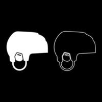 conjunto de ícones de capacete de hóquei ilustração de cor branca estilo simples imagem simples vetor