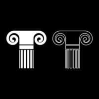 coluna estilo antigo coluna clássica antiga elemento de arquitetura pilar coluna romana grega conjunto de ícones de ilustração vetorial de cor branca imagem de estilo plano vetor