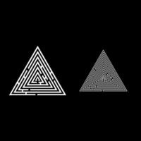 enigma do labirinto do labirinto triangular conjunto de ícones do enigma do labirinto imagem de estilo plano de ilustração vetorial de cor branca vetor