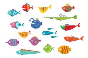 ícone dos desenhos animados de vetor de peixe isolado no fundo branco. ilustração vetorial aquário de peixes tropicais.