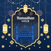 decoração de ramadhan kareem com lanternas e conceito de mesquita vetor