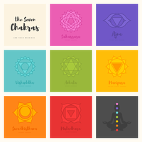O conjunto de vetores de sete símbolos de Chakras