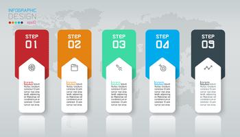 Infográfico de negócios com 5 etapas. vetor