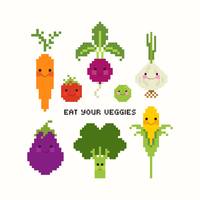 Legumes bonitos Pixel Art Vector Set