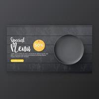 menu de comida e modelo de capa de mídia social de restaurante para promoção vetor