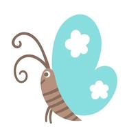 ícone de borboleta azul plana de vetor. floresta engraçada, floresta ou inseto de jardim. ilustração de bug bonito para crianças isoladas no fundo branco vetor
