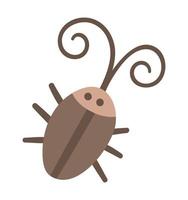 ícone de besouro marrom liso do vetor. floresta engraçada, floresta ou inseto de jardim. ilustração de bug bonito para crianças isoladas no fundo branco vetor