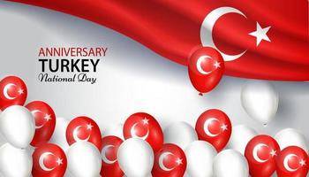 feliz dia nacional da turquia, fundo da bandeira do país, design de aniversário vetor