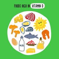 alimentos ricos em vitamina d. vetor