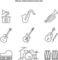 definir a ilustração vetorial de instrumento musical isolada no fundo branco, definir ícones de instrumentos musicais. vetor