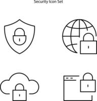 ícones de segurança isolados no fundo branco. ícone de segurança linha fina contorno símbolo de segurança linear para logotipo, web, app, ui. sinal simples de ícone de segurança. vetor