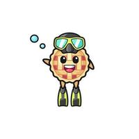 o personagem de desenho animado de mergulhador de torta de maçã vetor