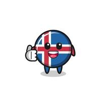 mascote da bandeira da islândia fazendo gesto de polegar para cima vetor