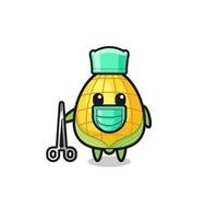 personagem de mascote de milho cirurgião vetor