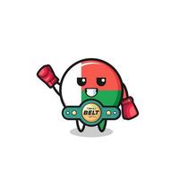 personagem de mascote de boxer de bandeira de madagascar vetor