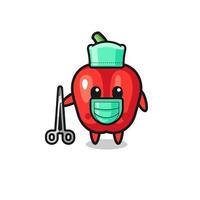 personagem de mascote de pimentão vermelho cirurgião vetor