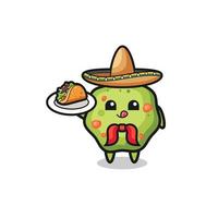 vomitar mascote chef mexicano segurando um taco vetor