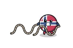 ilustração da bandeira da noruega fazendo treino de corda de batalha vetor