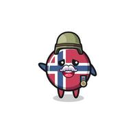 linda bandeira da noruega como desenho animado veterano vetor