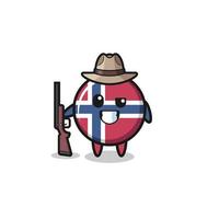 mascote de caçador de bandeira da noruega segurando uma arma vetor