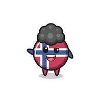 personagem de bandeira da noruega como o menino afro vetor