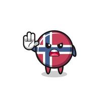 personagem de bandeira da noruega fazendo gesto de parada vetor