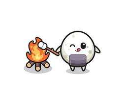 personagem onigiri está queimando marshmallow vetor