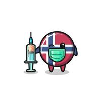 mascote da bandeira da noruega como vacinador vetor