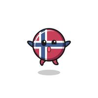 personagem de bandeira da noruega está pulando gesto vetor