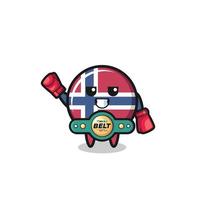 personagem de mascote boxer da bandeira da noruega vetor