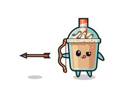 ilustração de personagem de milk-shake fazendo tiro com arco vetor
