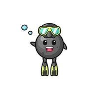 o personagem de desenho animado do mergulhador de bola de canhão vetor