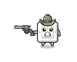 o interruptor de luz cowboy atirando com uma arma vetor
