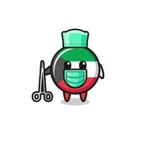 personagem de mascote de bandeira do kuwait cirurgião vetor