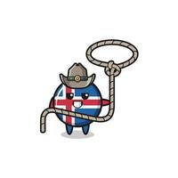 o cowboy de bandeira da islândia com corda de laço vetor